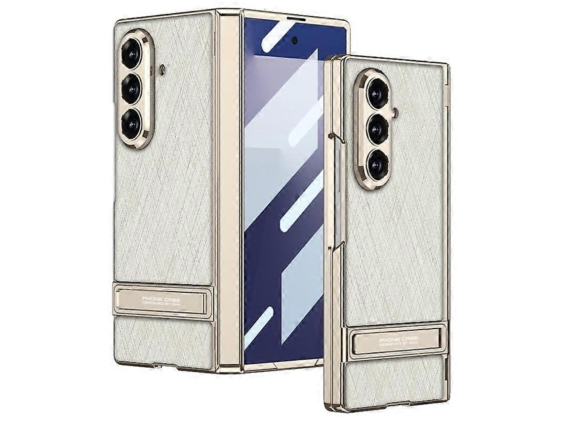 Capa Para Celular Gkk Integrada Em Couro Liso Prateado Brocado Com Suporte Para Samsung Galaxy Z Fold7 5g