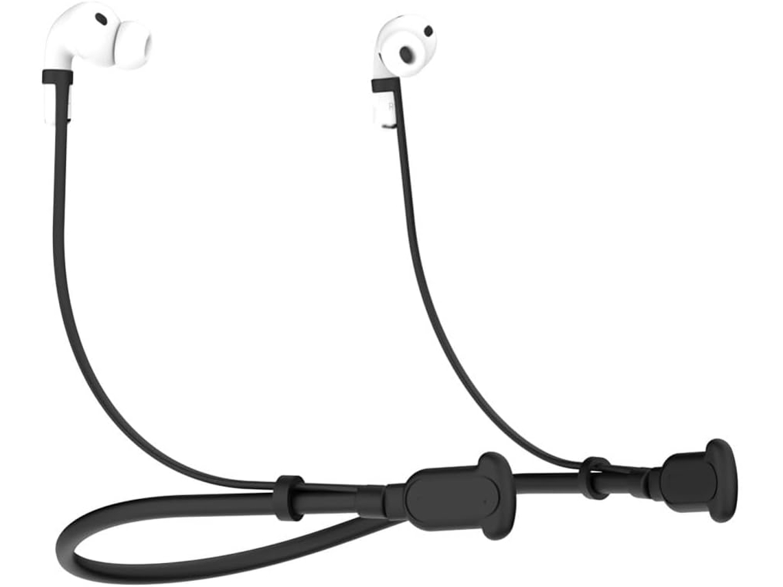 Alça De Silicone Anti Perda Para Airpods Pro 3 2 1e 4 1-conector Seguro Pescoço Branco E Preto