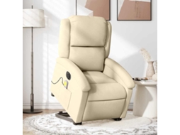 Vidaxl Poltrona Elétrica Elevatória Massagens Tecido Creme
