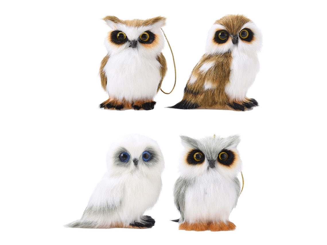 Conjunto 4 Pingentes Coruja Pelúcia Natal Worten