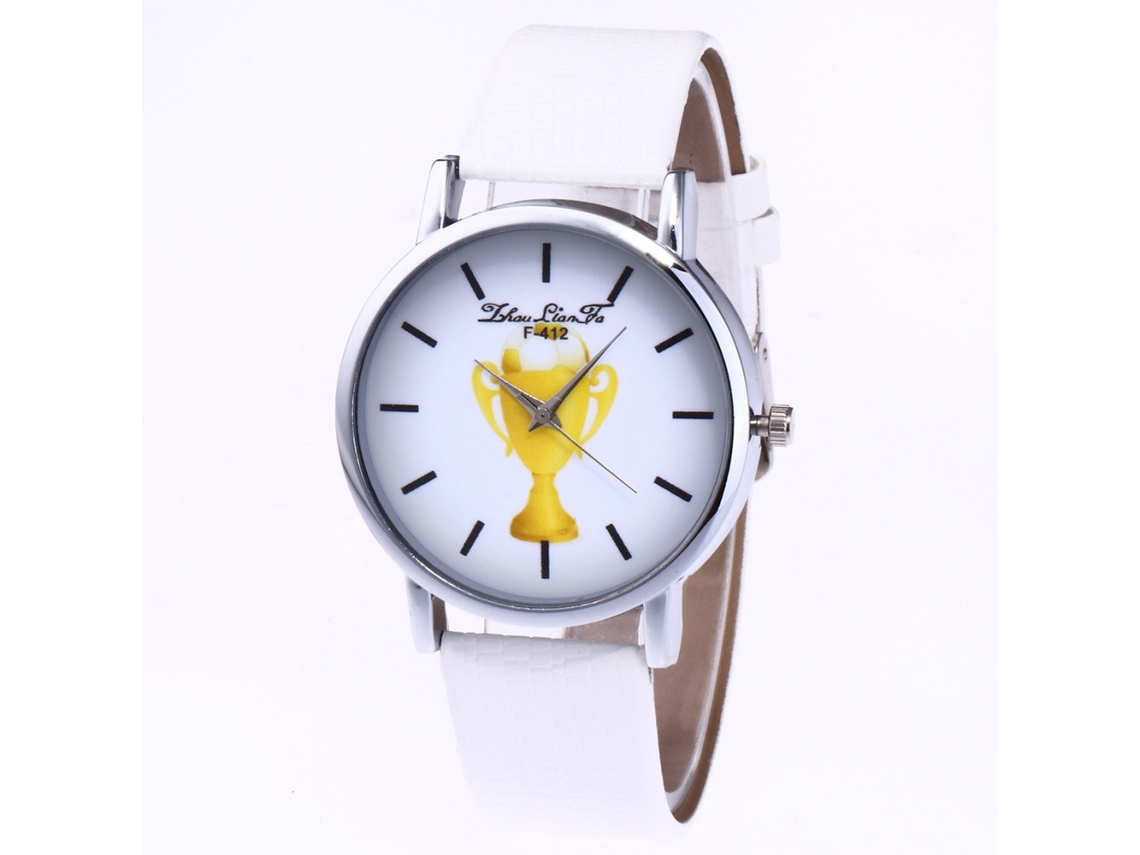 Relógio Analógico de Quartzo Masculino Pulseira de Couro Pu Estilo Casual e Comercial Branco