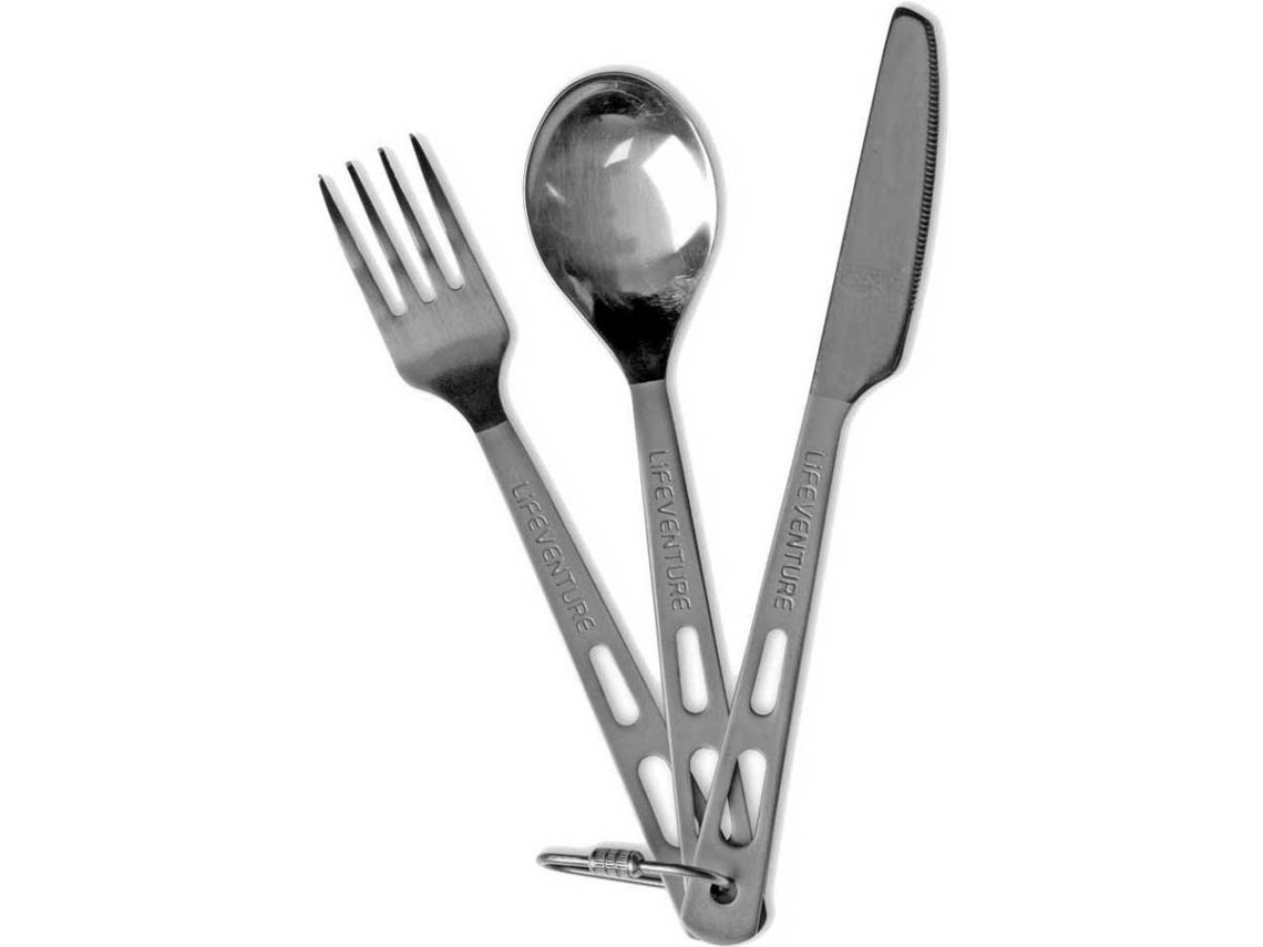 Faqueiro Para Campismo LIFEVENTURE Conjunto De Titânio (Aço - 19 x 5 x 3 cm)