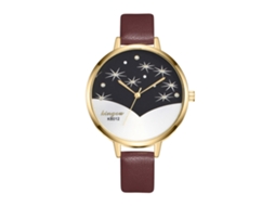 Relógio de Pulso Feminino Analógico Slim de Couro Pu Quartzo Zhoulianfa Café