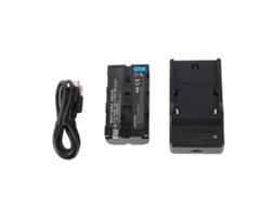 Kit de bateria e carregador NP-F550/F570 para câmeras Sony, 7,2 V, 2600 mAh, recarregável com cabo USB.