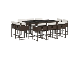 Conjunto de 11 Jantar para Jardim com Almofadões Vime Pe Castanho MAISON EXCLUSIVE