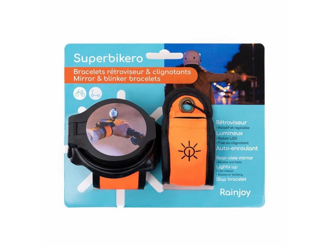 Pulseiras de Ciclismo com Espelho Retrovisor e Pisca-Pisca Duo Douradosuperbikero