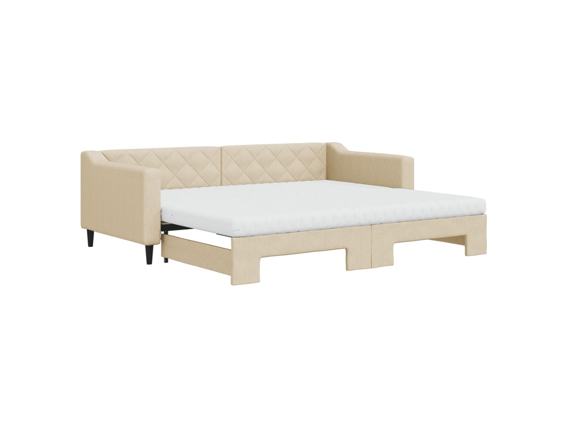 Daybed With Trundle, Daybeds With Trundles Vidaxl Creme Tecido (90 X 200 Cm)