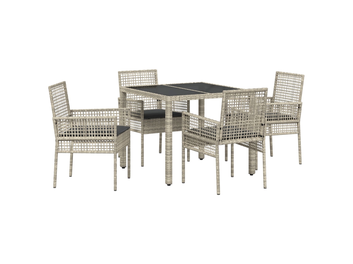 Conjunto 5 Conjunto De Jantar Para Jardim Vidaxl Cinzento-claro Vime Pe (90 X 90 X 75 Cm)