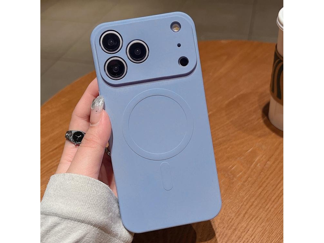 Capa Magsafe Para Iphone 17 Pro Max - Silicone Líquido Com Cor Sólida | Magnética - Azul Yuanfeng