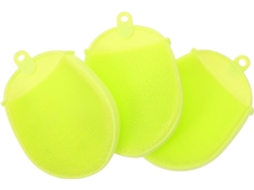 Conjunto De 3 Escovas Massagem Silicone Azul Para Corpo E Banho, Promove A Circulação Sanguínea E Limpa Suavemente
