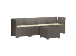 Vidaxl Sofá De Jardim 4 Lugares Com Almofadas Look Rattan Pp