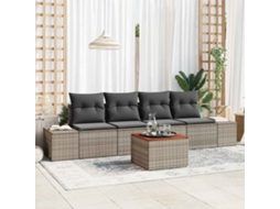 Vidaxl Conjunto De Sofá De Jardim 5 Unid. Cinzeto Vime Pe
