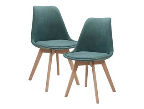 Conjunto De 2 Cadeiras De Jantar Fläten Veludo Cotelê E Pernas De Faia 82x49x54cm Verde Escuro En.casa