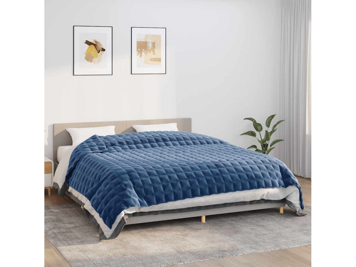 Vidaxl Manta Pesada 15 Kg 220x260 Cm Tecido Azul