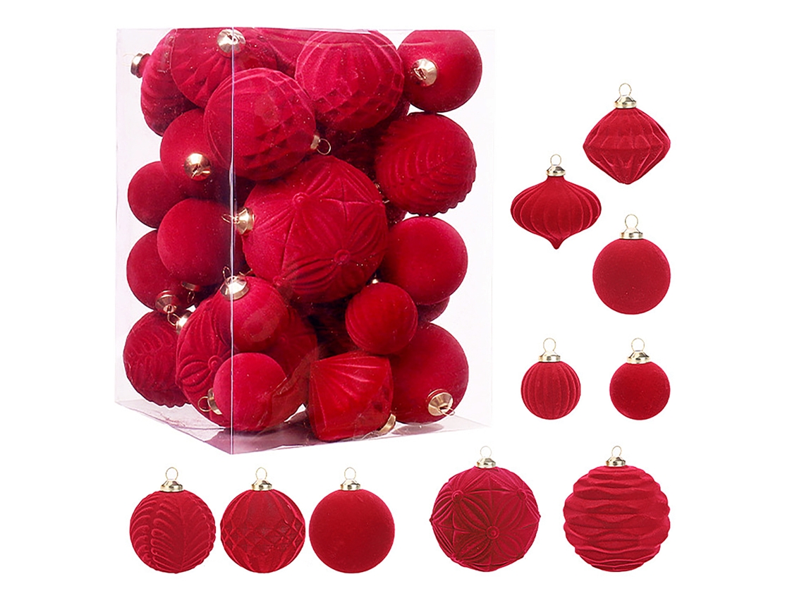 Laxiscreed Conjunto De 35 Bolas De Natal Premium Com Flocagem Para Decoração De Árvore