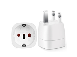 Adaptador De Viagem Ue Para Reino Unido, Compacto E Confiável, Branco