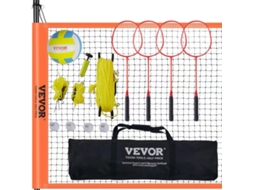 Conjunto de Rede Combinada de Vôlei Ao Ar Livre e Badminton Altura Portátil Ajustável VEVOR