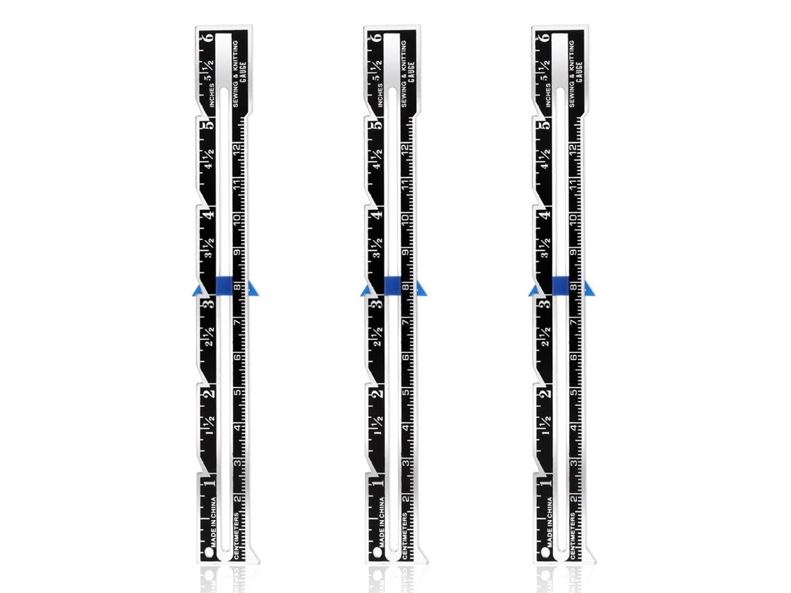 Conjunto de 3 Paquímetros, Ferramentas de Medição para Costura, Réguas e Guias para Tecido, Fita Métrica de Metal AQUAFORGE