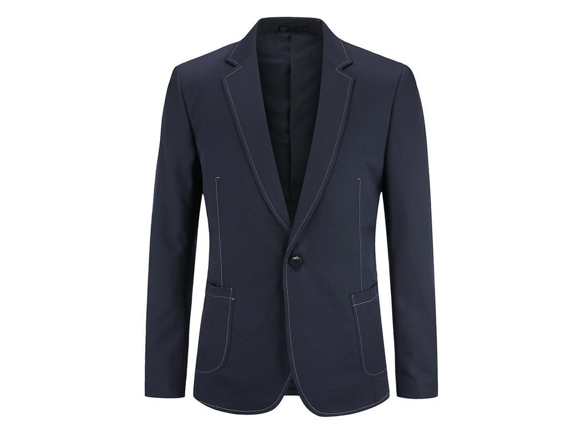Blazer de Traje Fasst para Homem com Gola de Pico e Tela Pu S/MARCA