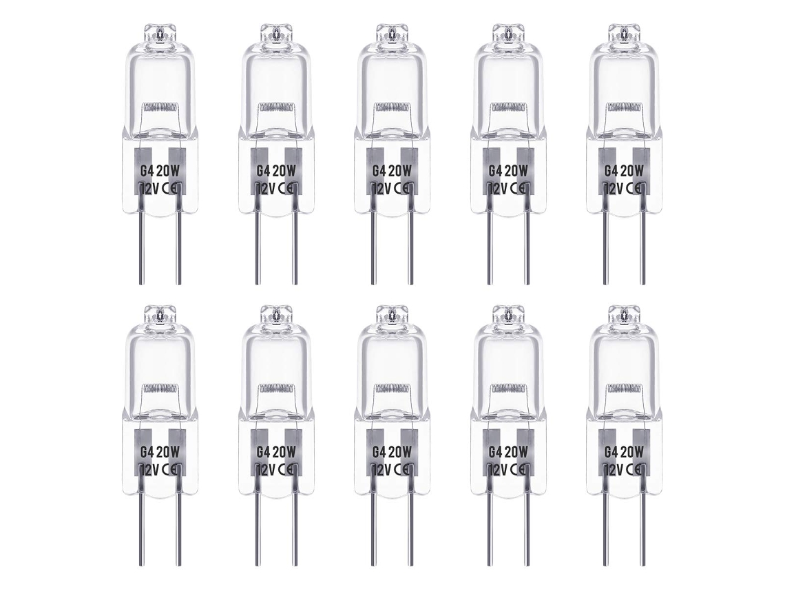 Lâmpada Halógena G4 12v 20w,3000k Branco Quente,350lm,dimmable,base De Pino Duplo,transparente,pacote Com 10 Unidades Btforus