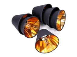 Omni 6 Pequenas Capas de Lâmpada Preto e Ouro com Soquete E14 para Lâmpadas de Mesa e de Chão