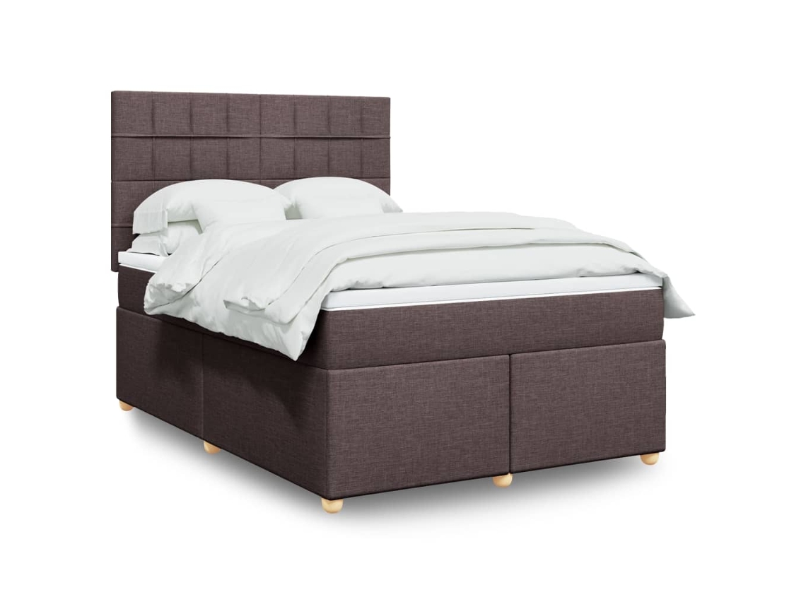 Vidaxl Cama Com Molas/colchão 140x190 Cm Tecido Castanho-escuro