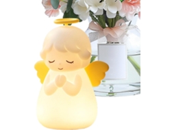 Luz noturna infantil em formato de anjo com temporizador para leitura.
