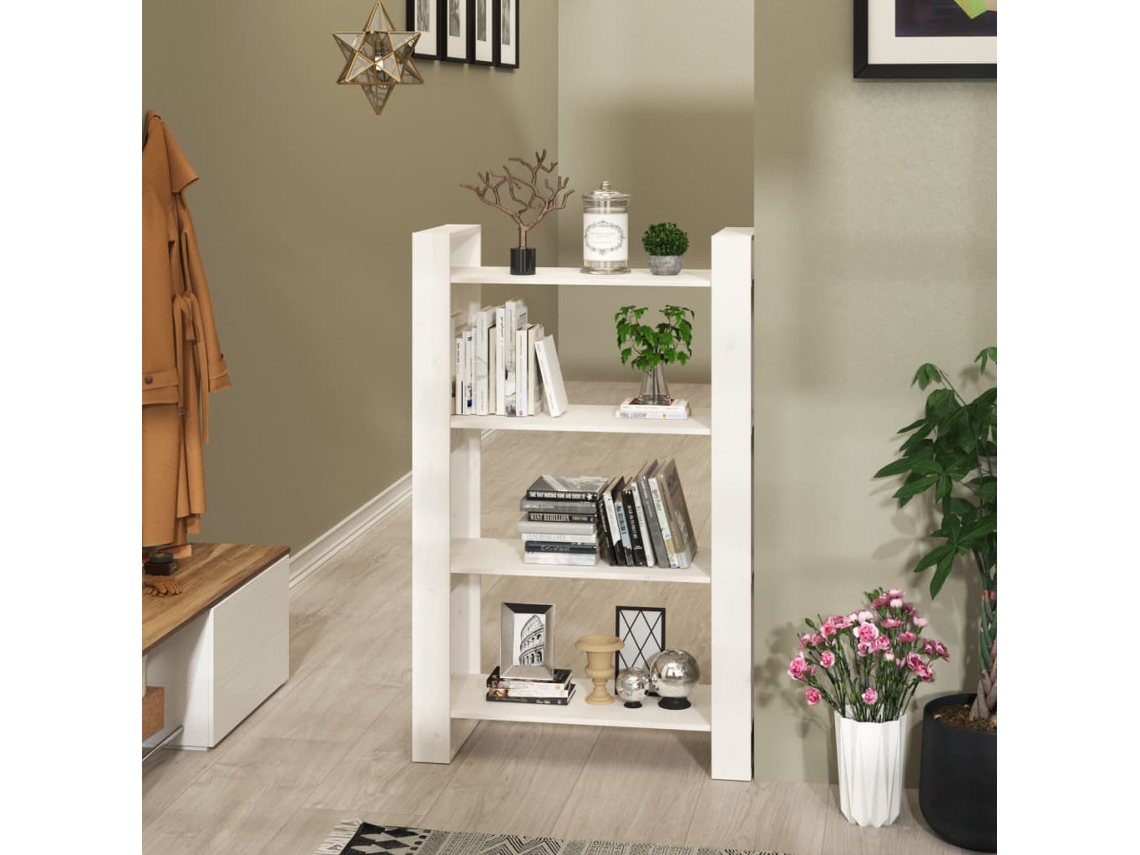Vidaxl Estante/divisória 80x35x125 Cm Madeira De Pinho Maciça Branco