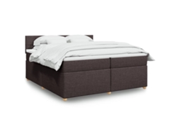 Vidaxl Cama Com Molas/colchão 200x200 Cm Tecido Castanho-escuro