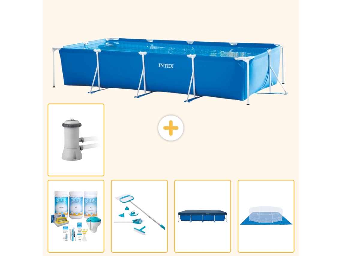 Intex Piscina Com Estrutura Retangular - 450x220x84 Cm - 6-peças S21133