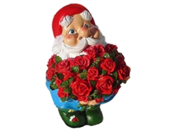 Decoração de Jardim com Gnomo segurando Rosa de Resina LAXISCREED