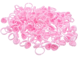Conjunto De 100 Copos De Plástico Rosa Com Anel Para Maquiagem, Porta-pigmentos E Porta-cola, Fáceis