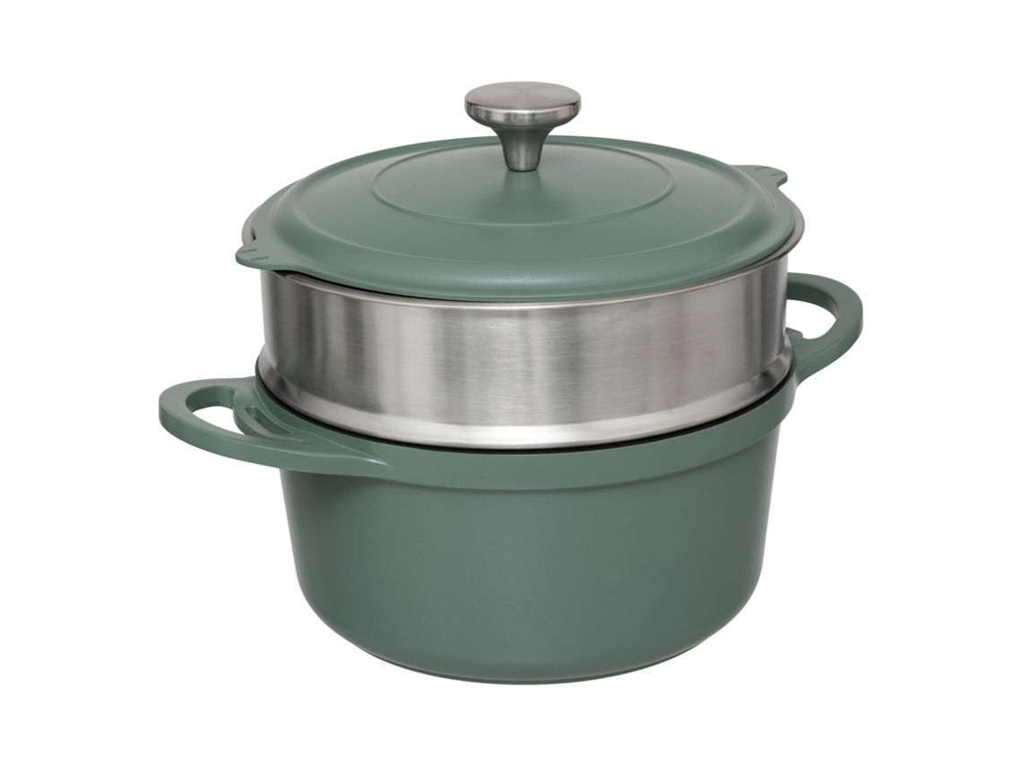 Caçarola com Cesto e Utensílios 24 Cm Alumínio Fundido Verde FIVE