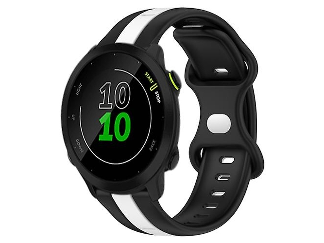 Pulseira De Relógio Lurelia Para Garmin Forerunner 158 20 Mm Borboleta Buckle Two Color Silicone Preto Branco