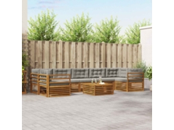 Vidaxl Conjunto De Sofás Para Exterior 8 Unid. Cinza Natural E Claro