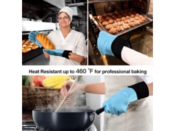 2026 guantes de Horno Resistentes Ao Calor de Silicone Antiderrapantes com Dedos Azuis de 34,5cm