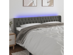 Vidaxl Cabeceira Cama C/ Luzes Led Veludo 183x16x78/88cm Cinza-escuro