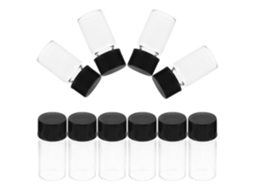 Conjunto De 10 Pequenos Frascos De Vidro Transparente Para Líquidos Com Tampas De Rosca.