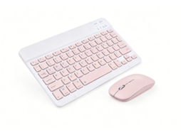 Kit Teclado Bluetooth recarregável 10 polegadas rosa + Mouse duplo modo rosa para iPad, celular e tablet YANYXR