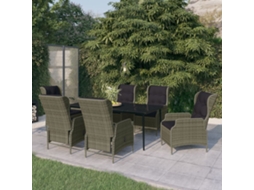 Vidaxl 7 Pcs Conjunto De Jantar Para Jardim Castanho