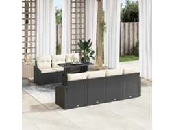 Vidaxl Conjunto De Sofá De Jardim 8 Pcs Preto E Creme Vime Pe