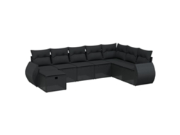 Maison Exclusive - 8 Pcs Conjunto Sofás De Jardim Com Almofadões Vime Pe Preto