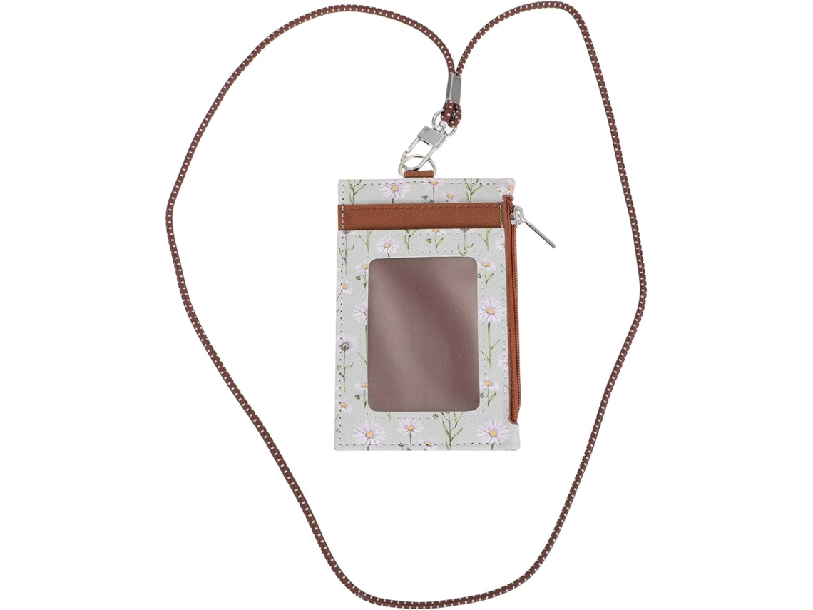 Porta Crachá Cor Café Com Cordão Removível Em Couro Pu, Elegante E Protetor, Ideal Trabalho E Estudos