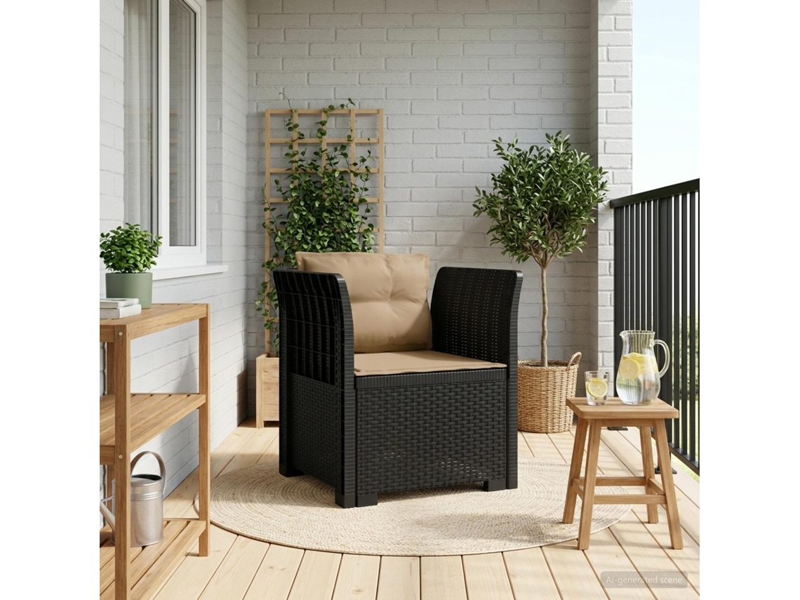 Vidaxl Poltrona 1 Lugar Com Almofadas Look Rattan Pp Antracite