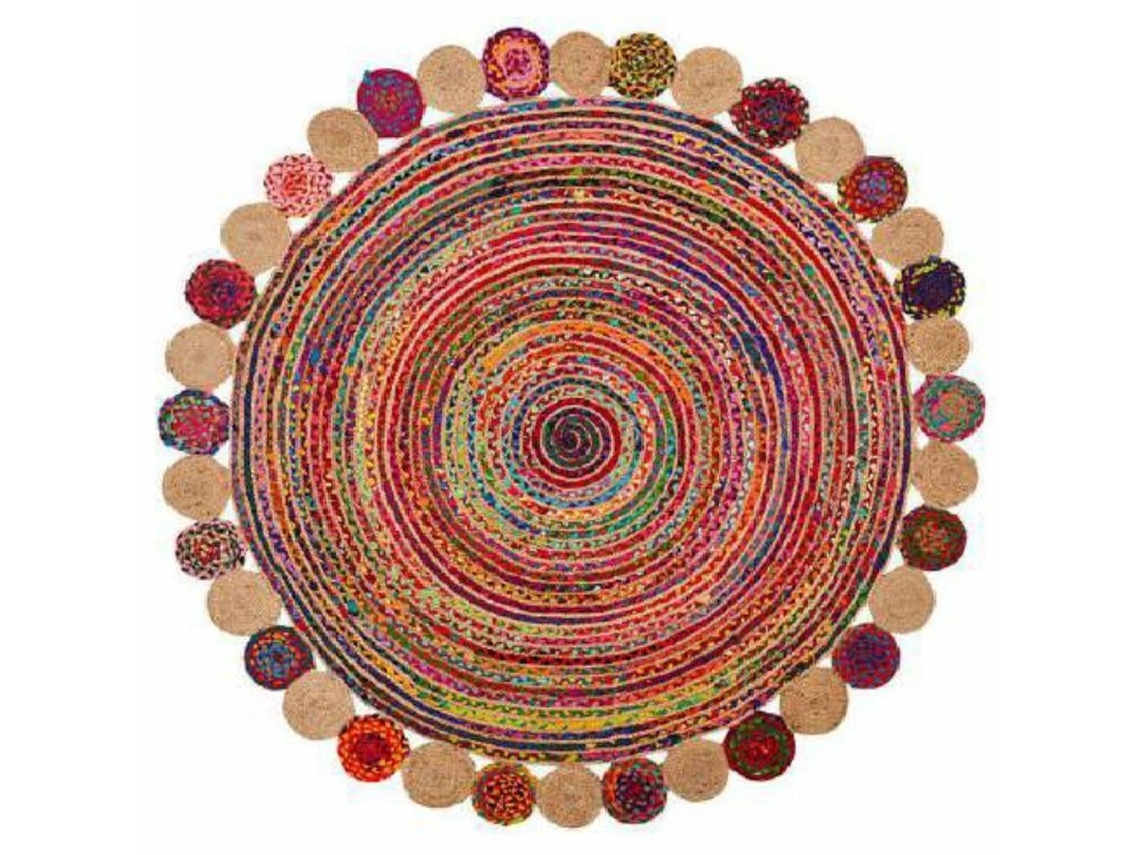 Tapete DKD Home Decor Algodão Multicolor Jute (200x200x1 cm)