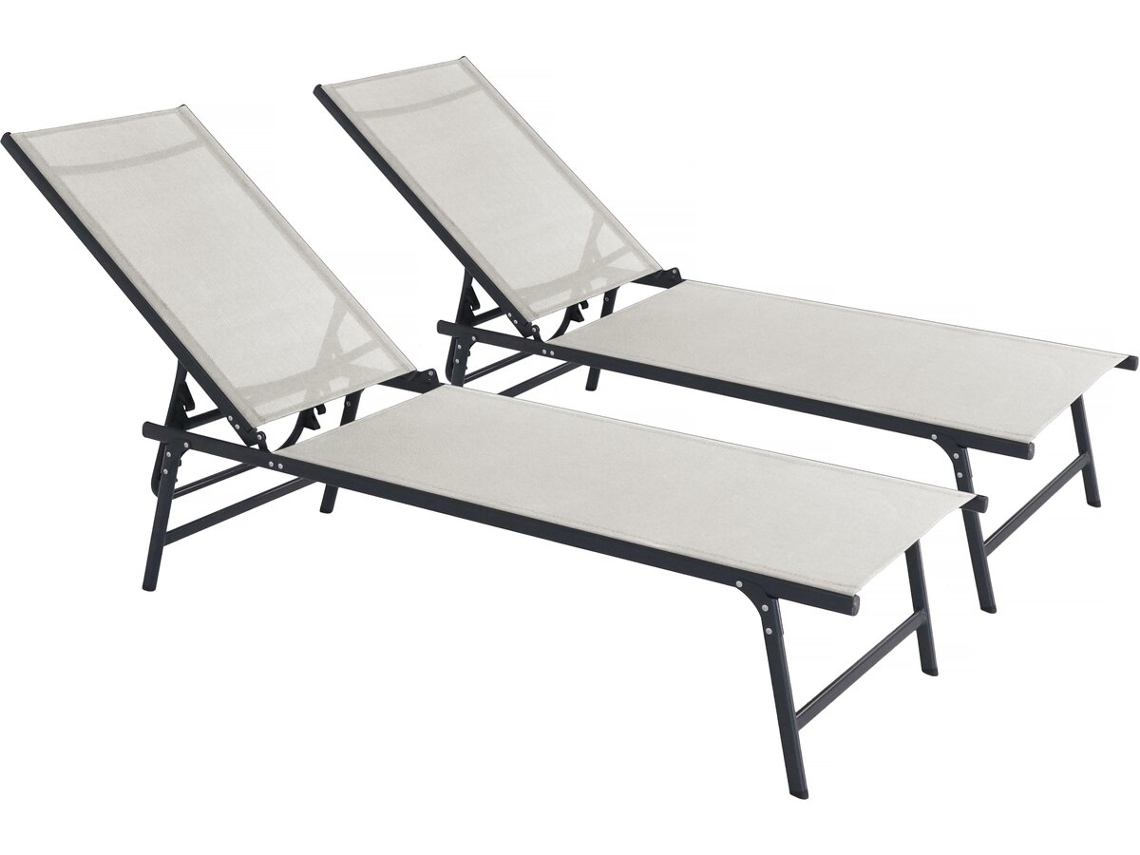 Conjunto De 2 Espreguiçadeiras Metálicas Sublima 180 X 54 X 104 Cm Bege Habitat Et Jardin