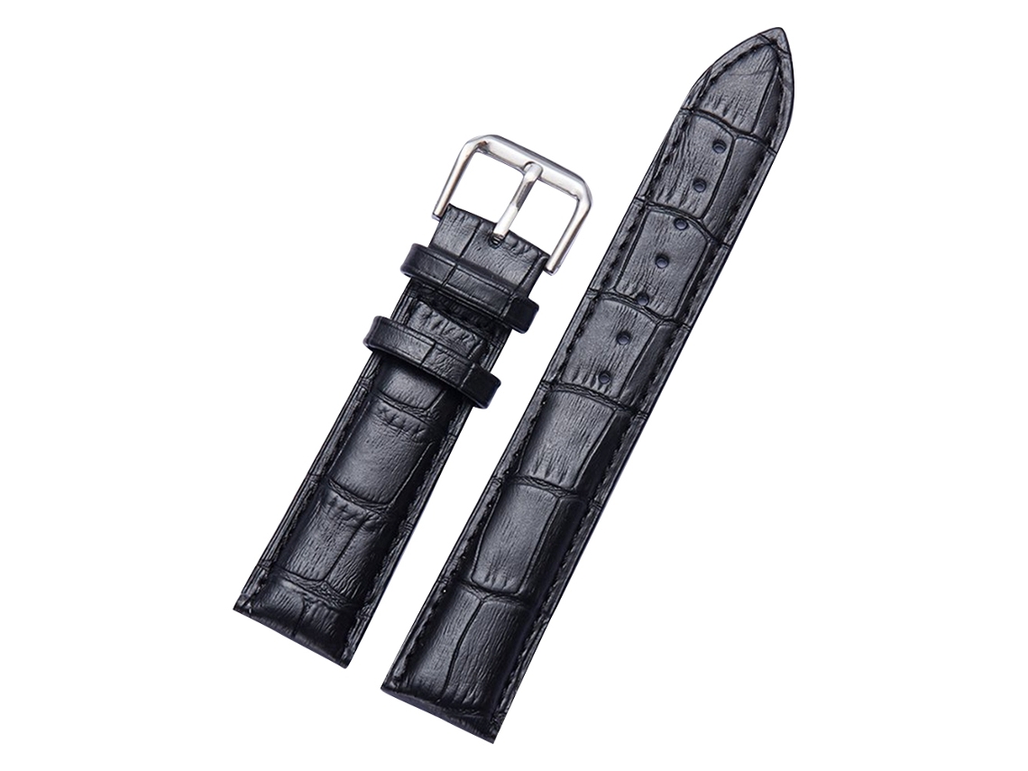Pulseira Fivela Couro em Aço Inoxidável para Relógios, Ideal para Casa e Mulheres (Preta - 22mm)