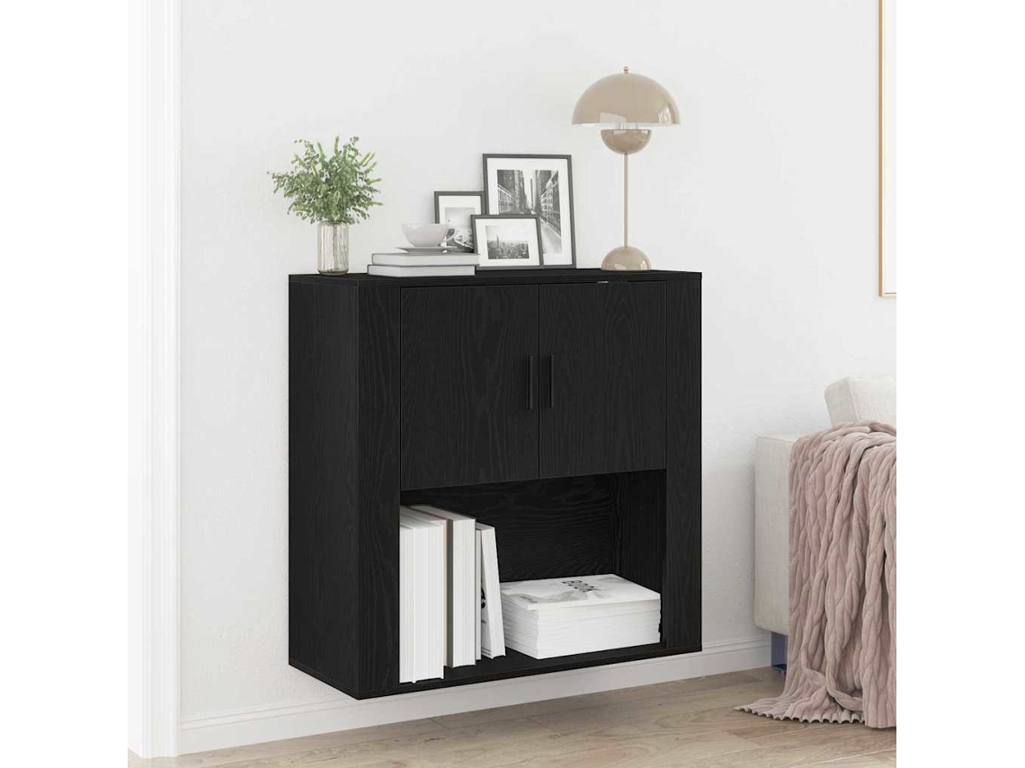 Vidaxl Armário De Parede Com Prateleira Carvalho Preto 80 X 33 X 80 Cm