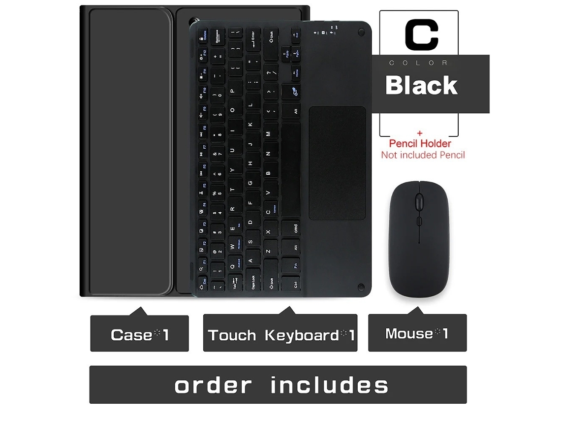 Capa Com Teclado Para Tablet Lurelia, Compatível Com I Pad Pro De 11" (prestige 2024, Preto, Teclado Bluetooth, Rato 2.4g