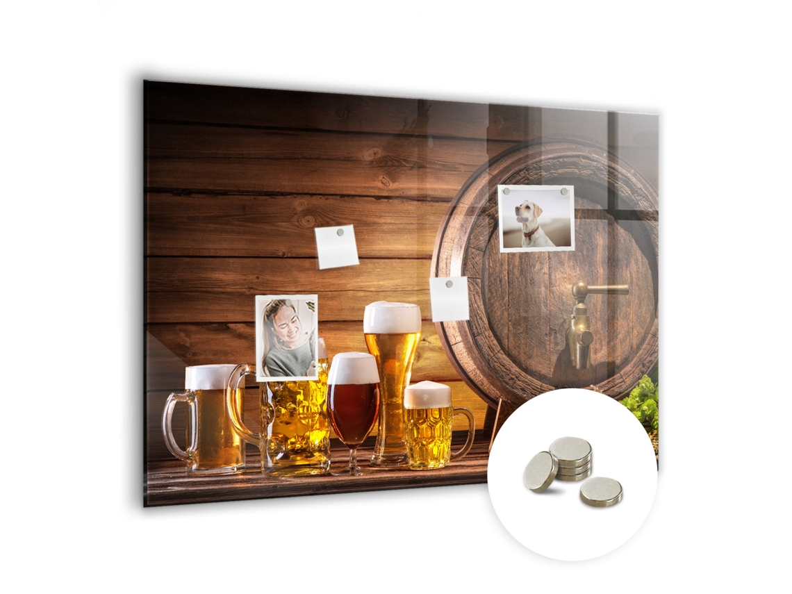 Quadro De Vidro Magnético Barril De Cerveja Para A Sala De Estar Espelharte (100x70 Cm)